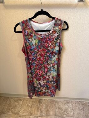 Floral Sleeveless Tank Dress- Multicolor